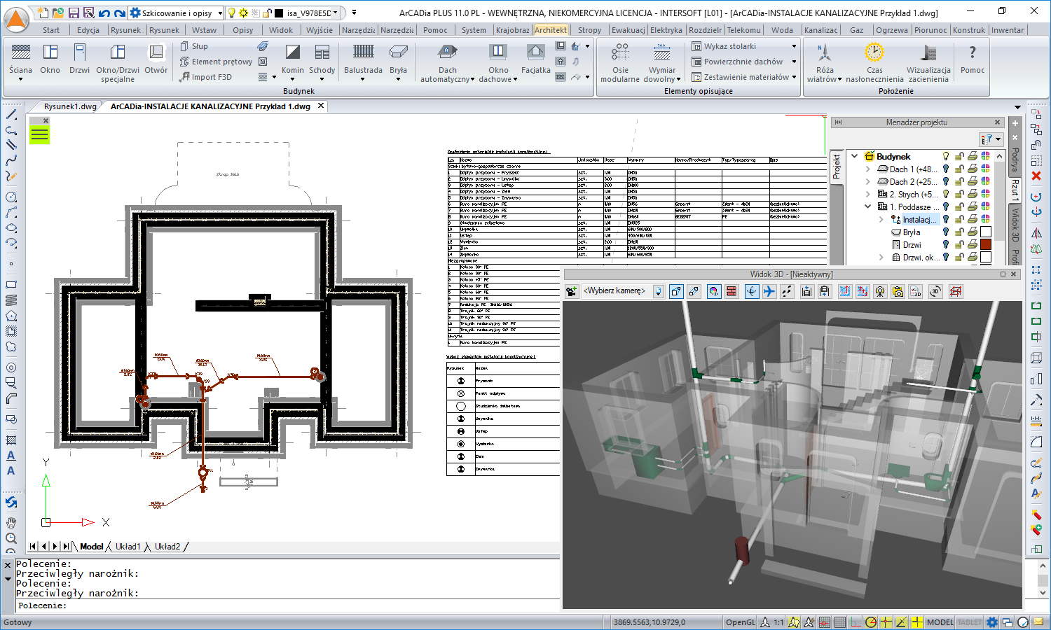 Program ArCADia - INSTALACJE KANALIZACYJNE ZEWN�TRZNE